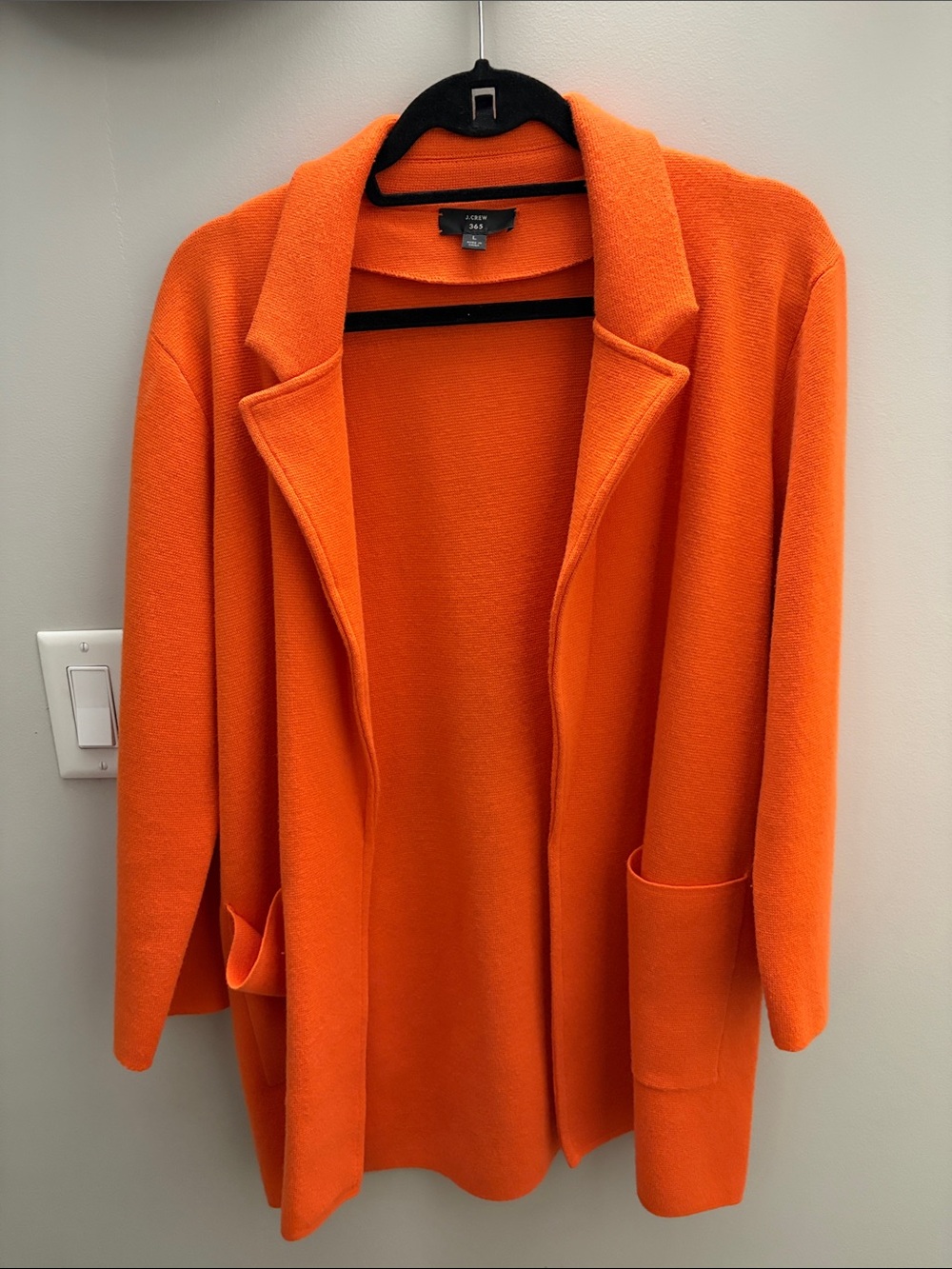 J. Crew Women's Open-Front Bright Orange Knit Blazer
